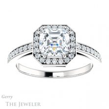 14k White Gold Asscher Cut Forever One Engagement Ring Setting #GTJ936-asscher-fo-w 1 14k White Gold Asscher Cut Forever One Engagement Ring Setting #GTJ936-asscher-fo-w