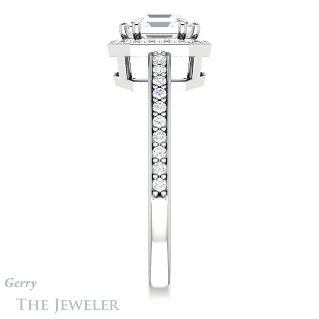 14k White Gold Asscher Cut Forever One Engagement Ring Setting #GTJ936-asscher-fo-w 3 14k White Gold Asscher Cut Forever One Engagement Ring Setting #GTJ936-asscher-fo-w