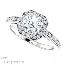 14k White Gold Asscher Cut Forever One Engagement Ring Setting #GTJ936-asscher-fo-w 5 14k White Gold Asscher Cut Forever One Engagement Ring Setting #GTJ936-asscher-fo-w