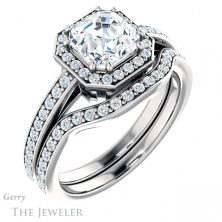 14k White Gold Asscher Cut Forever One Engagement Ring Setting #GTJ936-asscher-fo-w 6 14k White Gold Asscher Cut Forever One Engagement Ring Setting #GTJ936-asscher-fo-w
