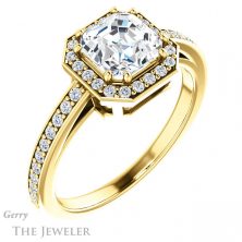 14k Yellow Gold Asscher Cut Forever One Engagement Ring Setting #GTJ936-asscher-fo-y