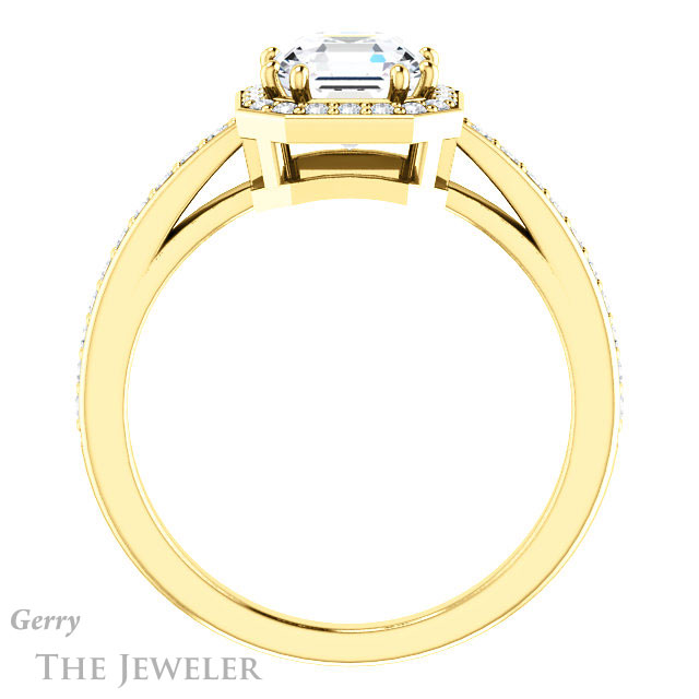 14k Yellow Gold Asscher Cut Forever One Engagement Ring Setting #GTJ936-asscher-fo-y