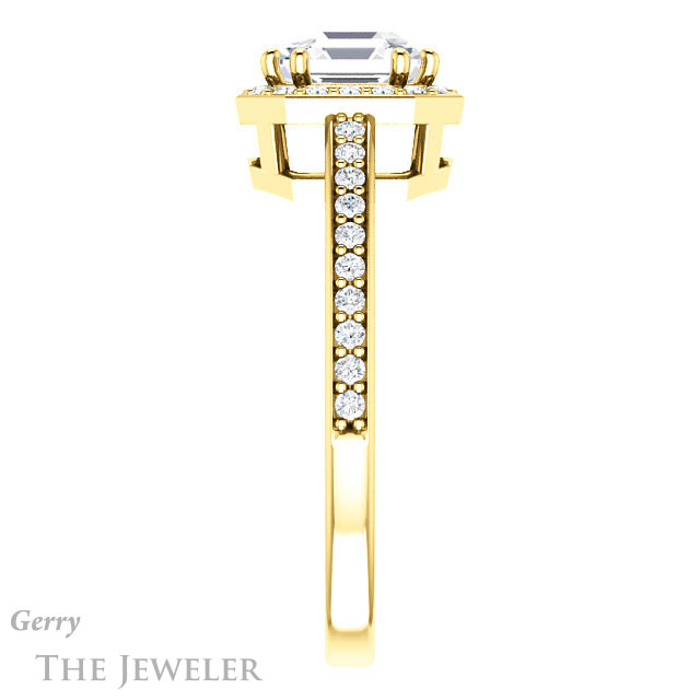 14k Yellow Gold Asscher Cut Forever One Engagement Ring Setting #GTJ936-asscher-fo-y