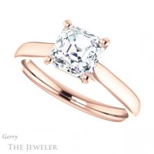 14k Rose Gold Asscher Cut Forever One Engagement Ring Setting #GTJ937-asscher-fo-r 5 14k Rose Gold Asscher Cut Forever One Engagement Ring Setting #GTJ937-asscher-fo-r