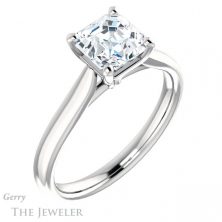 14k White Gold Asscher Cut Forever One Engagement Ring Setting #GTJ937-asscher-fo-w