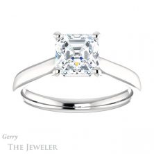 14k White Gold Asscher Cut Forever One Engagement Ring Setting #GTJ937-asscher-fo-w