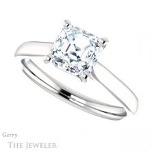 14k White Gold Asscher Cut Forever One Engagement Ring Setting #GTJ937-asscher-fo-w
