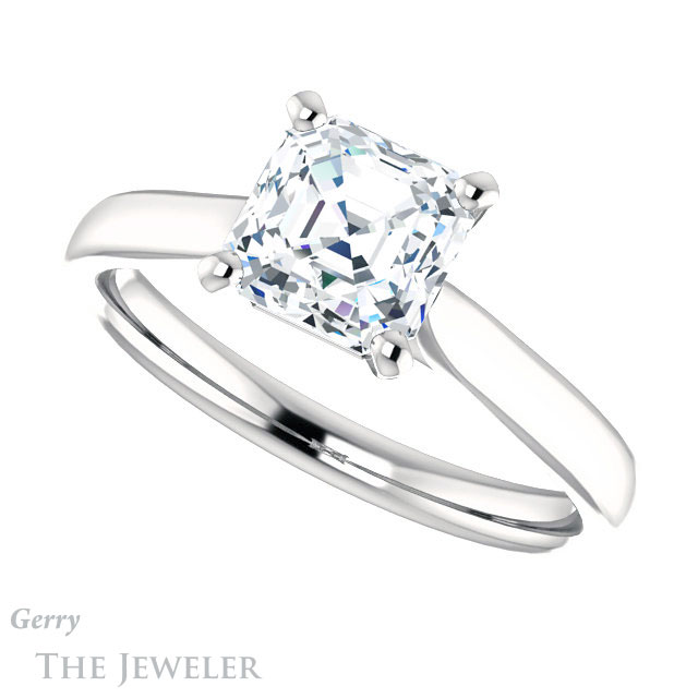 14k White Gold Asscher Cut Forever One Engagement Ring Setting #GTJ937-asscher-fo-w