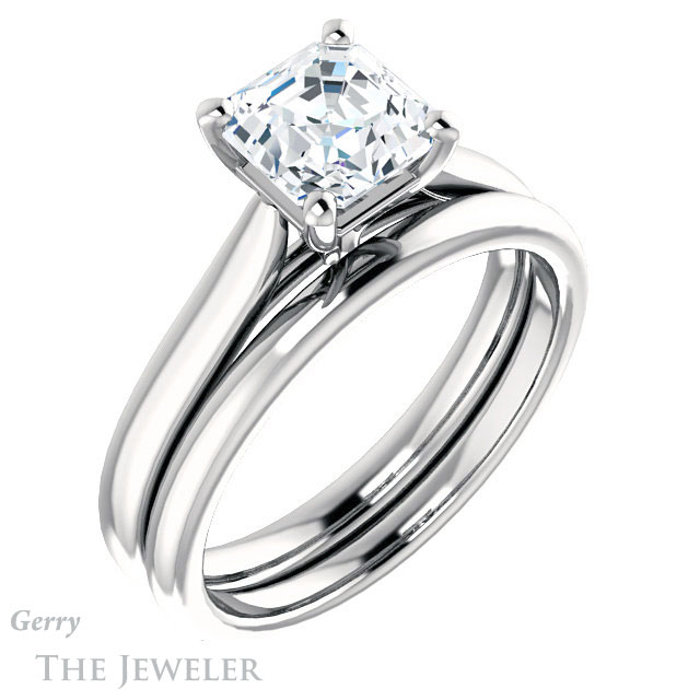 14k White Gold Asscher Cut Forever One Engagement Ring Setting #GTJ937-asscher-fo-w