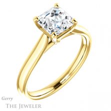 14k Yellow Gold Asscher Cut Forever One Engagement Ring Setting #GTJ937-asscher-fo-y