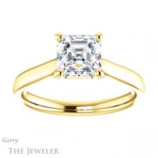 14k Yellow Gold Asscher Cut Forever One Engagement Ring Setting #GTJ937-asscher-fo-y