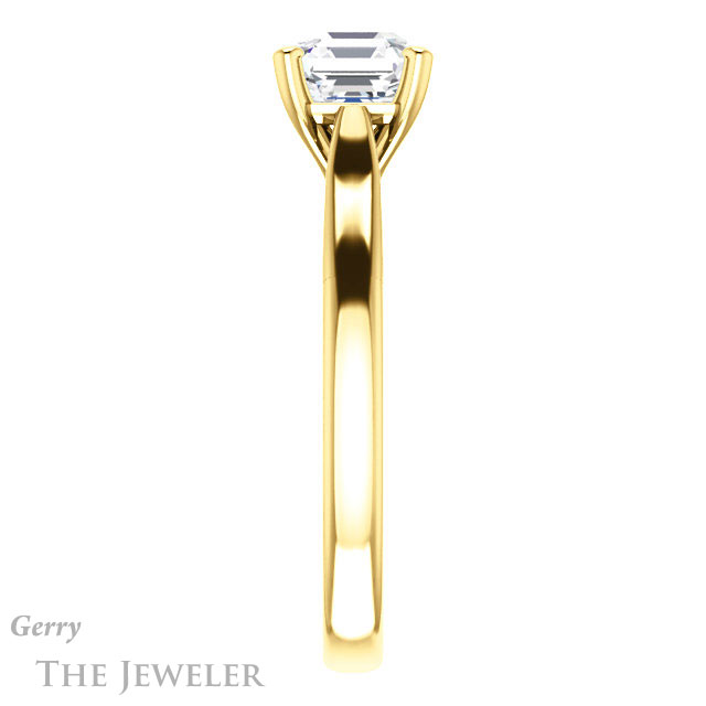 14k Yellow Gold Asscher Cut Forever One Engagement Ring Setting #GTJ937-asscher-fo-y