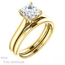 14k Yellow Gold Asscher Cut Forever One Engagement Ring Setting #GTJ937-asscher-fo-y