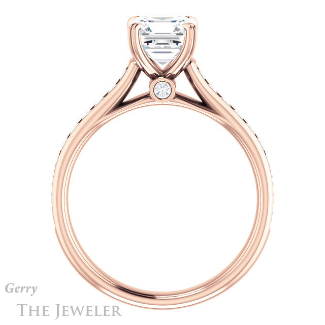 14k Rose Gold Asscher Cut Forever One Engagement Ring Setting #GTJ938-asscher-fo-r