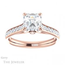 14k Rose Gold Asscher Cut Forever One Engagement Ring Setting #GTJ938-asscher-fo-r