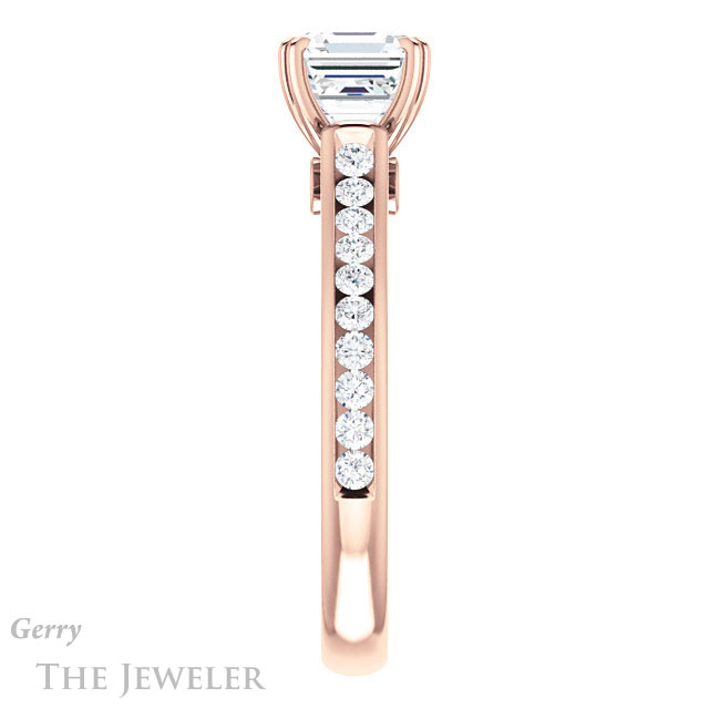 14k Rose Gold Asscher Cut Forever One Engagement Ring Setting #GTJ938-asscher-fo-r