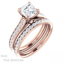 14k Rose Gold Asscher Cut Forever One Engagement Ring Setting #GTJ938-asscher-fo-r