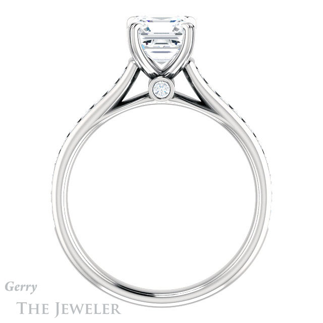 14k White Gold Asscher Cut Forever One Engagement Ring Setting #GTJ938-asscher-fo-w
