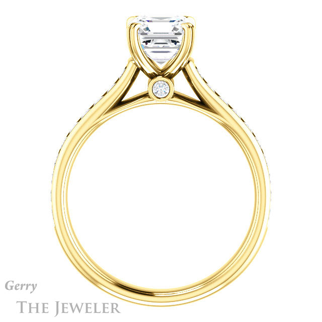 14k Yellow Gold Asscher Cut Forever One Engagement Ring Setting #GTJ938-asscher-fo-y