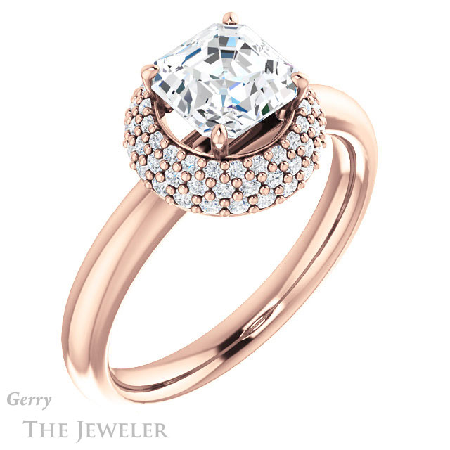 Asscher Cut Forever One Engagement Ring Setting #GTJ939-asscher-fo-r | Gerry The Jeweler 14k Rose Gold Asscher Cut Forever One Engagement Ring Setting #GTJ939-asscher-fo-r