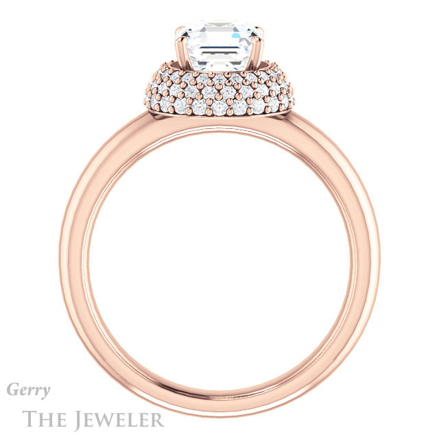 Asscher Cut Forever One Engagement Ring Setting #GTJ939-asscher-fo-r | Gerry The Jeweler 14k Rose Gold Asscher Cut Forever One Engagement Ring Setting #GTJ939-asscher-fo-r