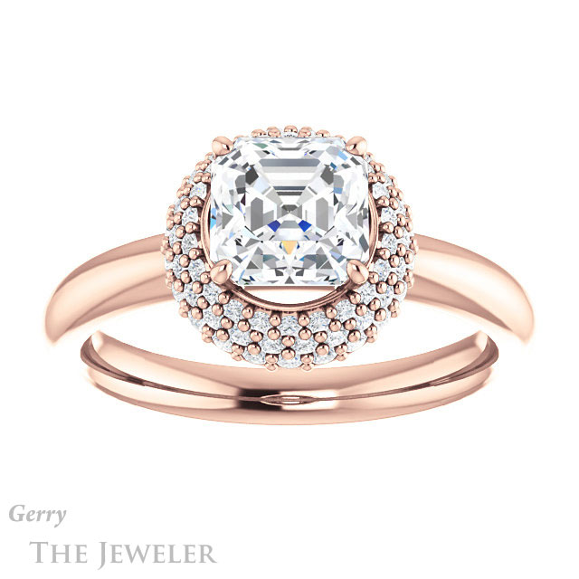 Asscher Cut Forever One Engagement Ring Setting #GTJ939-asscher-fo-r | Gerry The Jeweler 14k Rose Gold Asscher Cut Forever One Engagement Ring Setting #GTJ939-asscher-fo-r