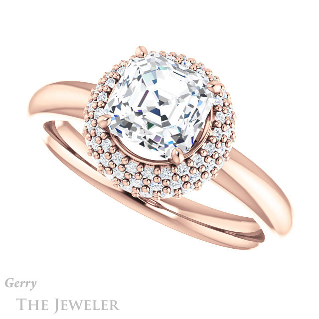 Asscher Cut Forever One Engagement Ring Setting #GTJ939-asscher-fo-r | Gerry The Jeweler 14k Rose Gold Asscher Cut Forever One Engagement Ring Setting #GTJ939-asscher-fo-r