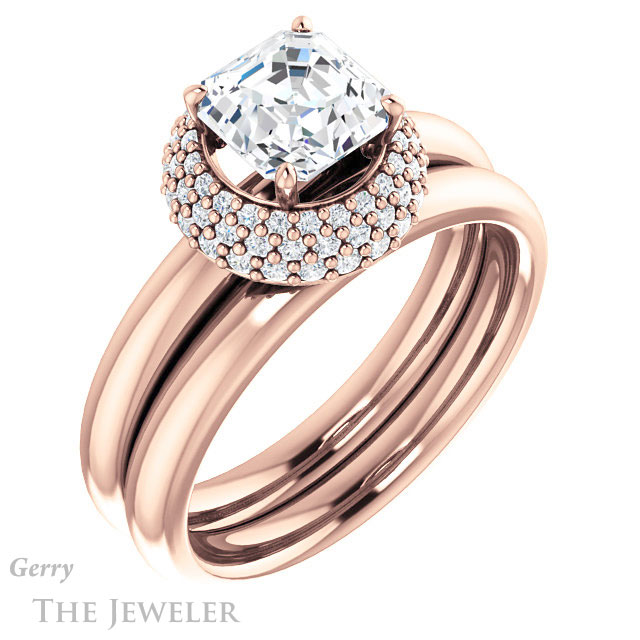 Asscher Cut Forever One Engagement Ring Setting #GTJ939-asscher-fo-r | Gerry The Jeweler 14k Rose Gold Asscher Cut Forever One Engagement Ring Setting #GTJ939-asscher-fo-r