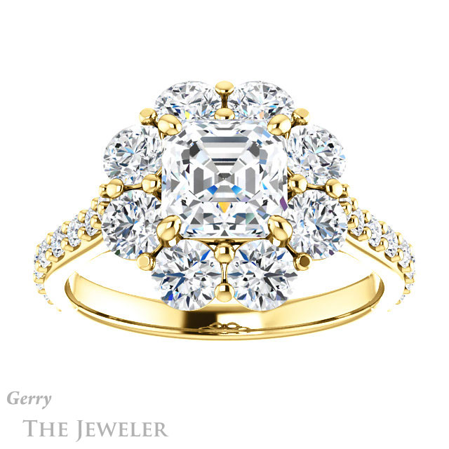 Asscher Cut Forever One Engagement Ring Setting #GTJ940-asscher-fo-y | Gerry The Jeweler 14k Yellow Gold Asscher Cut Forever One Engagement Ring Setting #GTJ940-asscher-fo-y