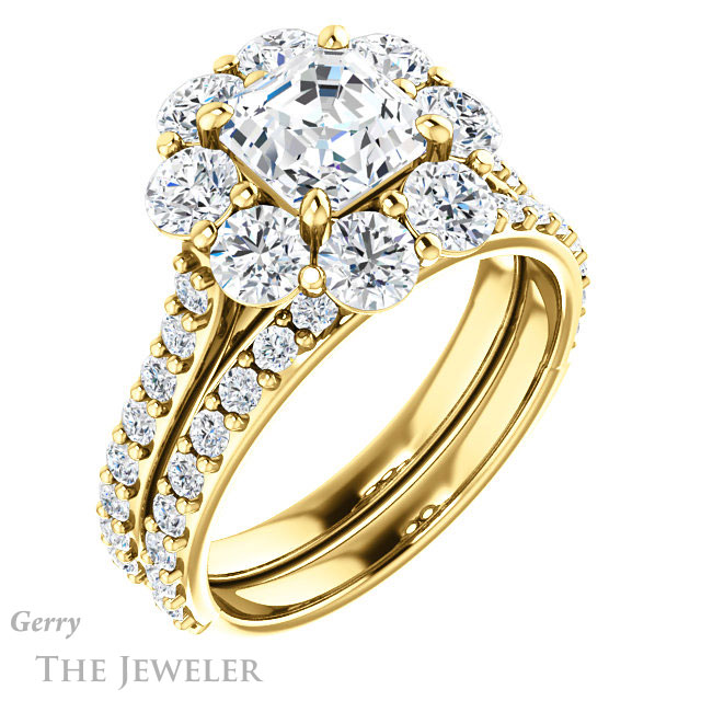 Asscher Cut Forever One Engagement Ring Setting #GTJ940-asscher-fo-y | Gerry The Jeweler 14k Yellow Gold Asscher Cut Forever One Engagement Ring Setting #GTJ940-asscher-fo-y