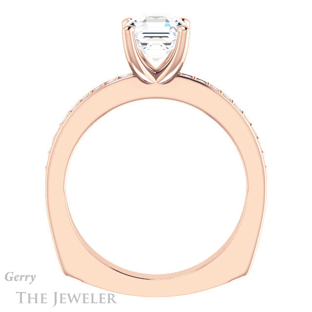 14k Rose Gold Asscher Cut Forever One Engagement Ring Setting #GTJ941-asscher-fo-r