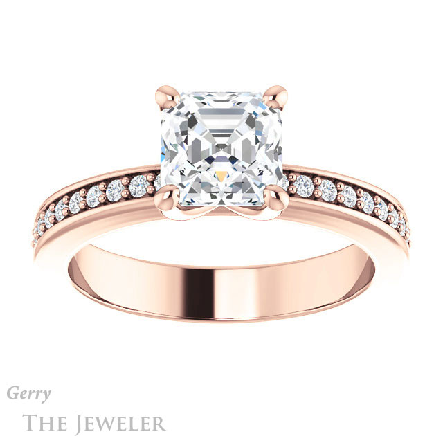 14k Rose Gold Asscher Cut Forever One Engagement Ring Setting #GTJ941-asscher-fo-r