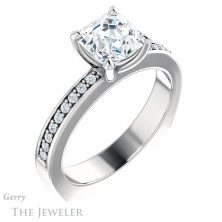 14k White Gold Asscher Cut Forever One Engagement Ring Setting #GTJ941-asscher-fo-w 4 14k White Gold Asscher Cut Forever One Engagement Ring Setting #GTJ941-asscher-fo-w