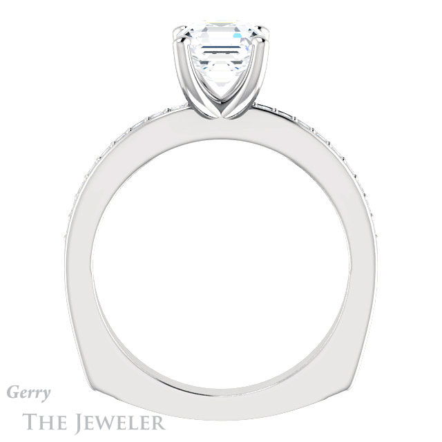 14k White Gold Asscher Cut Forever One Engagement Ring Setting #GTJ941-asscher-fo-w