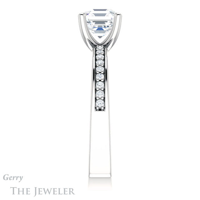 14k White Gold Asscher Cut Forever One Engagement Ring Setting #GTJ941-asscher-fo-w 3 14k White Gold Asscher Cut Forever One Engagement Ring Setting #GTJ941-asscher-fo-w