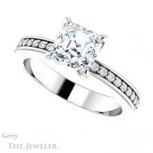 14k White Gold Asscher Cut Forever One Engagement Ring Setting #GTJ941-asscher-fo-w 5 14k White Gold Asscher Cut Forever One Engagement Ring Setting #GTJ941-asscher-fo-w