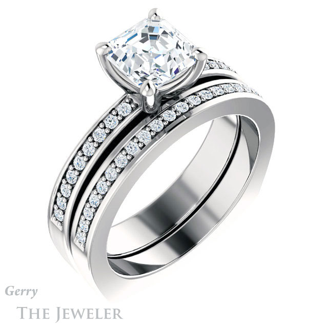 14k White Gold Asscher Cut Forever One Engagement Ring Setting #GTJ941-asscher-fo-w 6 14k White Gold Asscher Cut Forever One Engagement Ring Setting #GTJ941-asscher-fo-w