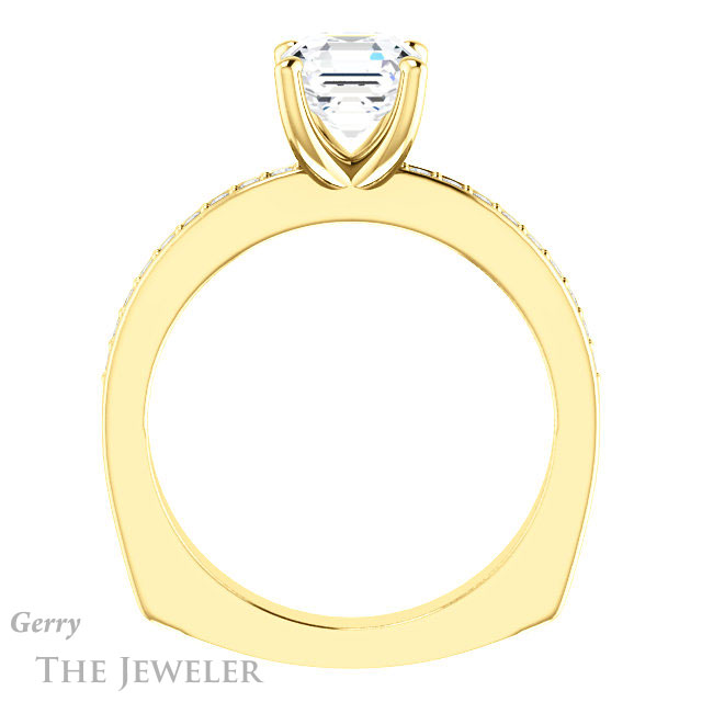 14k Yellow Gold Asscher Cut Forever One Engagement Ring Setting #GTJ941-asscher-fo-y