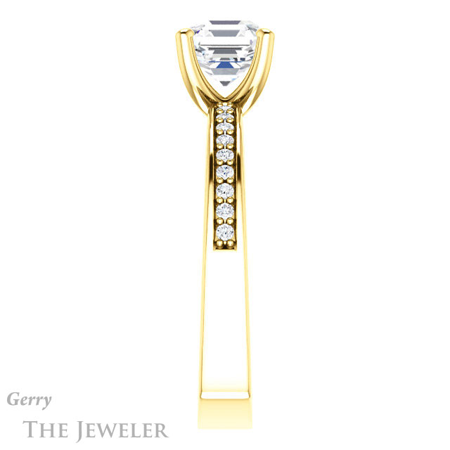 14k Yellow Gold Asscher Cut Forever One Engagement Ring Setting #GTJ941-asscher-fo-y