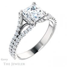 14k White Gold Asscher Cut Forever One Engagement Ring Setting #GTJ942-asscher-fo-w 4 14k White Gold Asscher Cut Forever One Engagement Ring Setting #GTJ942-asscher-fo-w