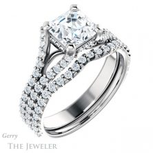14k White Gold Asscher Cut Forever One Engagement Ring Setting #GTJ942-asscher-fo-w 6 14k White Gold Asscher Cut Forever One Engagement Ring Setting #GTJ942-asscher-fo-w