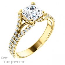 14k Yellow Gold Asscher Cut Forever One Engagement Ring Setting #GTJ942-asscher-fo-y