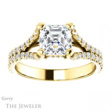 14k Yellow Gold Asscher Cut Forever One Engagement Ring Setting #GTJ942-asscher-fo-y