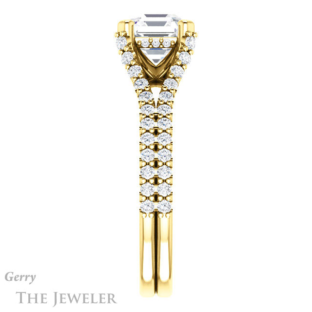 14k Yellow Gold Asscher Cut Forever One Engagement Ring Setting #GTJ942-asscher-fo-y