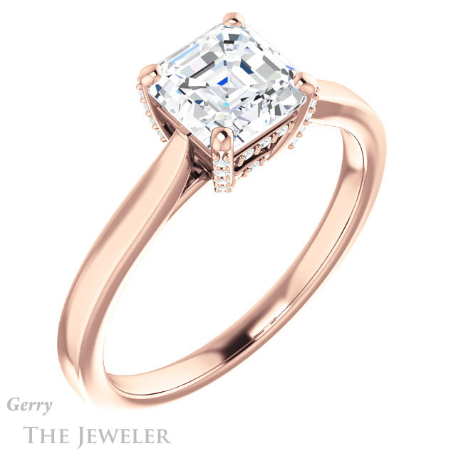 14k Rose Gold Asscher Cut Forever One Engagement Ring Setting #GTJ943-asscher-fo-r 4 14k Rose Gold Asscher Cut Forever One Engagement Ring Setting #GTJ943-asscher-fo-r