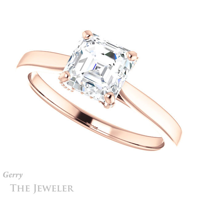 14k Rose Gold Asscher Cut Forever One Engagement Ring Setting #GTJ943-asscher-fo-r 5 14k Rose Gold Asscher Cut Forever One Engagement Ring Setting #GTJ943-asscher-fo-r
