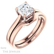 14k Rose Gold Asscher Cut Forever One Engagement Ring Setting #GTJ943-asscher-fo-r 6 14k Rose Gold Asscher Cut Forever One Engagement Ring Setting #GTJ943-asscher-fo-r