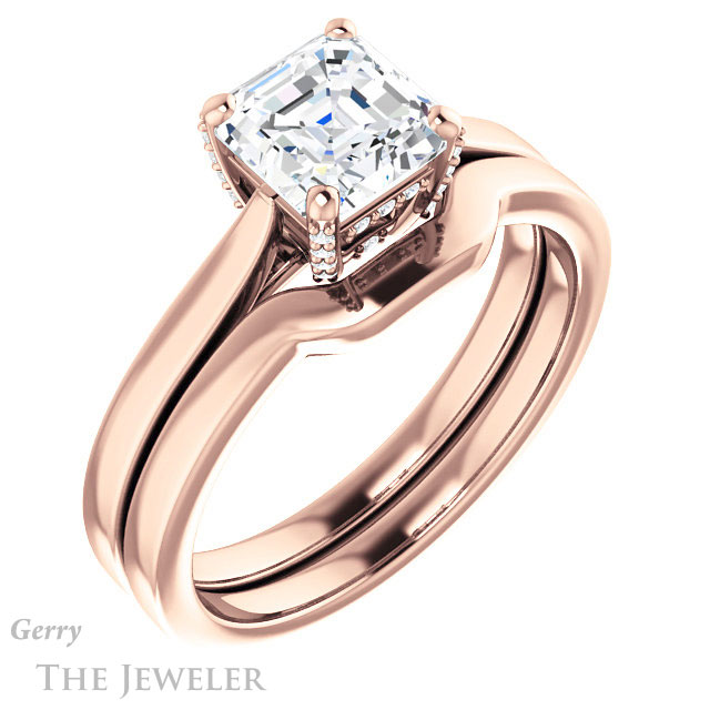 14k Rose Gold Asscher Cut Forever One Engagement Ring Setting #GTJ943-asscher-fo-r 6 14k Rose Gold Asscher Cut Forever One Engagement Ring Setting #GTJ943-asscher-fo-r