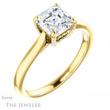 14k Yellow Gold Asscher Cut Forever One Engagement Ring Setting #GTJ943-asscher-fo-y