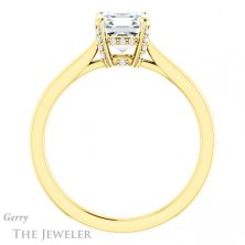 14k Yellow Gold Asscher Cut Forever One Engagement Ring Setting #GTJ943-asscher-fo-y